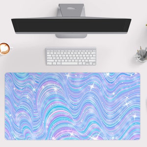 Blauwroze bureauonderlegger, schattige grote muismat, kawaii bureauonderlegger 10 x 16 12 x 18 14 x 24 18 x 36 - Wallet&Heart
