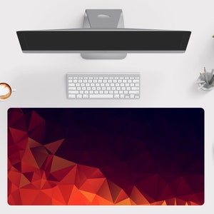 Orange Geometric Large Desk Mat, Desk Pad, Large Gaming Mousepad 10x16 12x18 14x24 18x36, Desk Accessories - Wallet&Heart