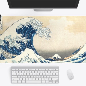 Great Wave Off Kanegawa Desk Mat, Anime Mousepad, Japanese Desk Pad, Large Gaming Mousepad 10x16 12x18 14x24 18x36 - Wallet&Heart