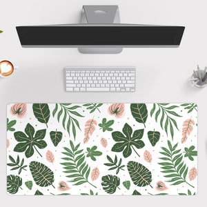 Tropical Leaves Desk Mat, Desk Pad, Big Gaming Mousepad 10x16 12x18 14x24 18x36, XXL Computer PC Mouse Pad