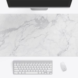 White Marble Desk Mat, Large Desk Pad, Big Gaming Mousepad 10x16 12x18 14x24 18x36, XXL Computer Pc Mouse Pad - Wallet&Heart