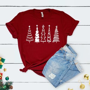 Camiseta de árvore de Natal, camisetas de Natal para mulheres, camiseta de Natal, camisetas para o Natal, camisetas fofas de Natal, camiseta de Natal - Wallet&Heart