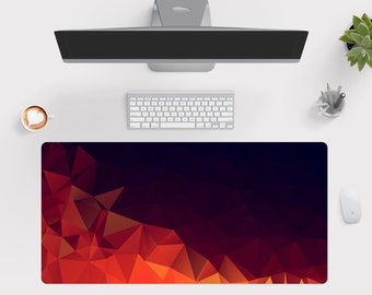 Orange Geometric Desk Mat, Large Gaming Mousepad | Bold Modern Office Decor, Vibrant Desk Mat Gift for Gamer