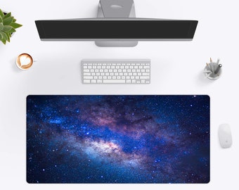 Milky Way Galaxy Desk Mat, Large Gaming Mouse Pad | Deep Space Astronomy Gift for Him, Galaxy Themed Desk Decor