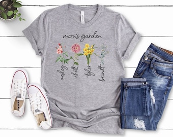 Mom's Garden T-Shirt: Personalized Mother's Day Flower Shirt