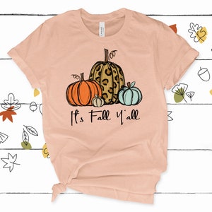 It's Fall Ya'll Shirt für Frauen | Niedliches Herbst-T-Shirt | Erntedank-Shirt | Geldbörse&Herz