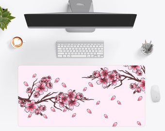 Rosa Kirschblüten Schreibtischmatte, Japanisches Anime Mousepad | Kawaii Sakura Spielmatte, süßes Geschenk für Anime Fan Girls