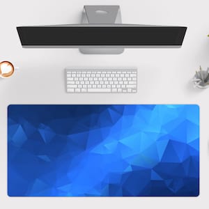 Blue Geometric Desk Mat, Large Gaming Mouse Pad, Desk Pad 10x16 12x18 14x24 18x36, XXL Computer PC Mouse Pad - Wallet2Heart
