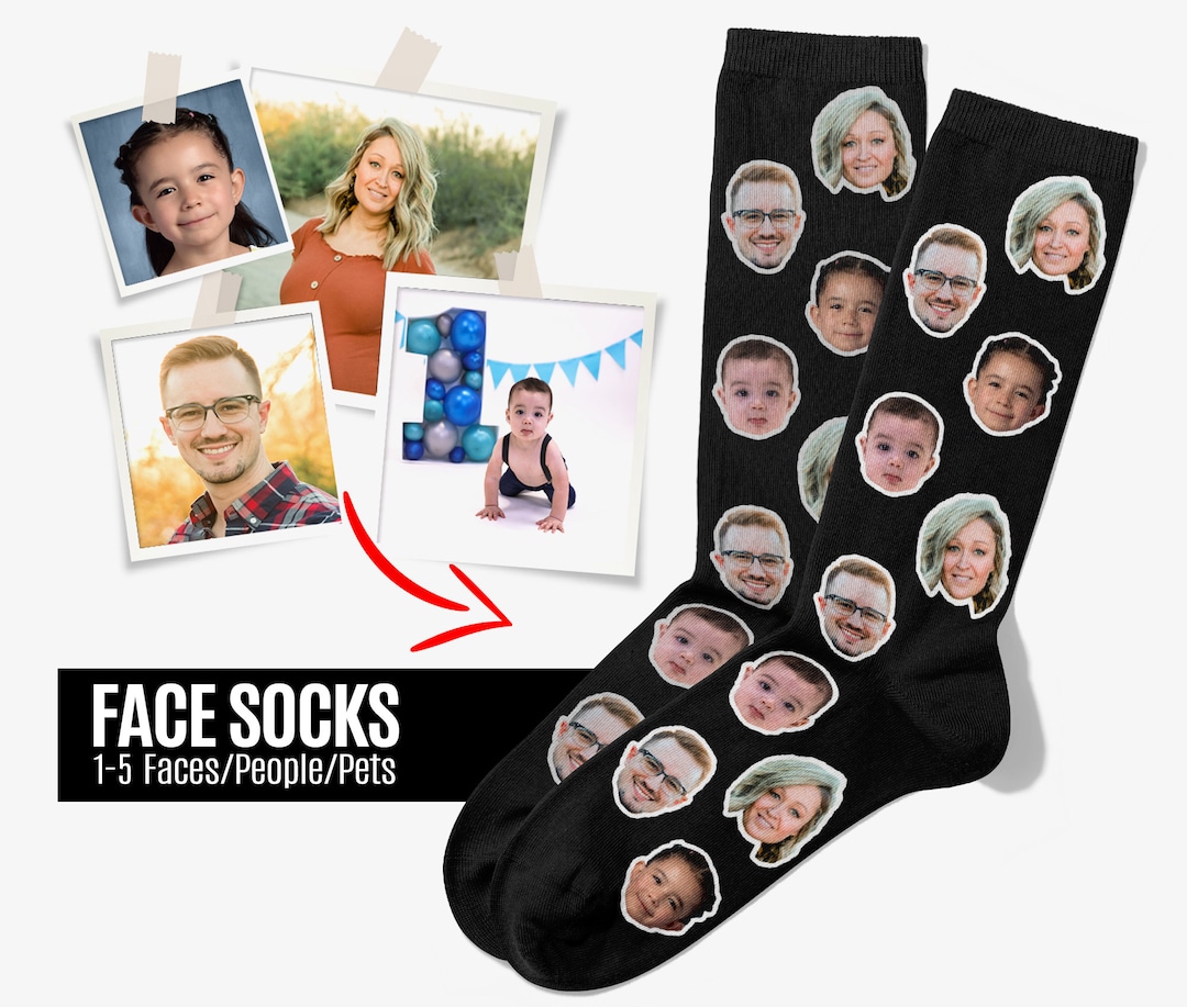 Custom Face Socks, Photo Personalized Socks, Faces on Socks, Picture Socks, Gift for Her
