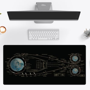 Apollo 1967 NASA Desk Mat, Large Gaming Mouse Pad, Black Desk Pad, Space Desk Mat, Earth Desk Mat - Wallet&Heart