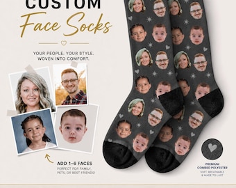 Custom Face Socks, Personalized Photo Socks | Funny Gift for Mom Dad, Fleece Novelty Socks, Christmas Gift, Pet Face Socks, Birthday Gift