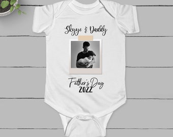 Polaroid Photo Father's Day Baby Bodysuit, Personalized Baby Gift