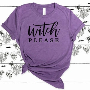 Camiseta "Bruxa, por favor", camiseta engraçada de Halloween para mulheres | Wallet&Heart