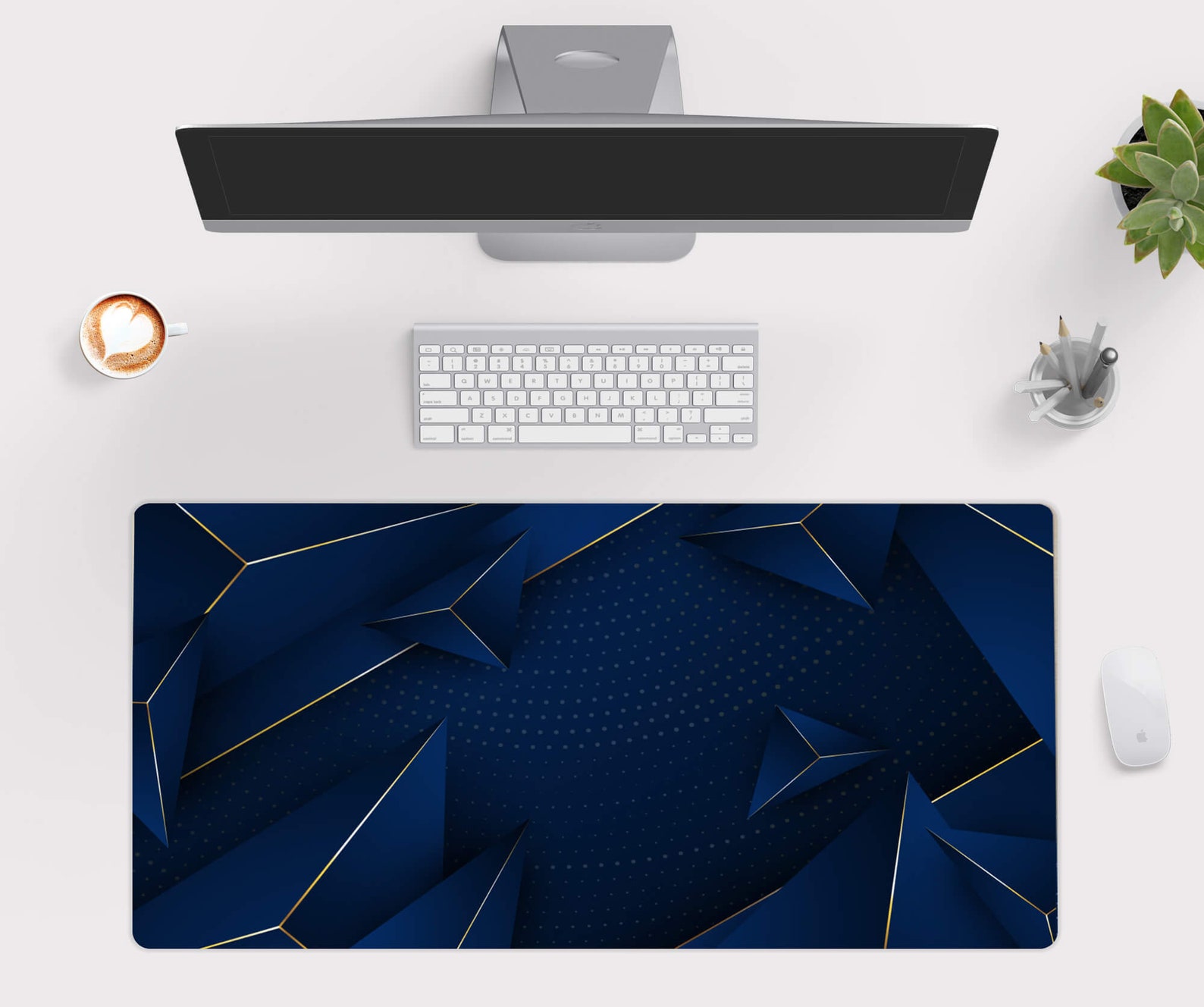 Geometric Blue Gold Desk Mat Large Desk Pad 10x16 12x18 14x24 Etsy