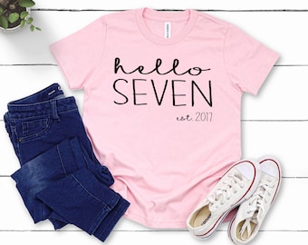 Chemise Hello Seven 7e anniversaire : cadeau d'anniversaire pour fille