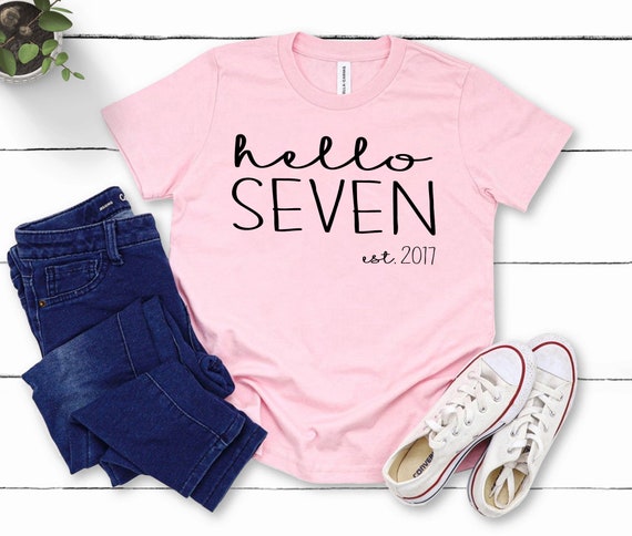 Hello Seven 7th Birthday Shirt: Girls B-Day Gift