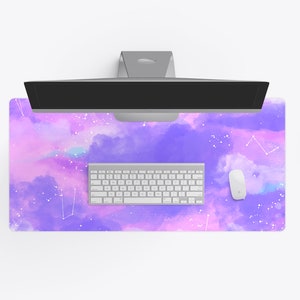 Pink Pastel Desk Mat with Desktop, Keyboard & Mouse