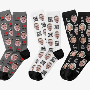 Custom Fathers Day Socks, Custom Face Socks, Personalized Socks, Gifts for Father's Day or Dad, Gifts for him, I Love Dad, Best Dad - 1 Pair