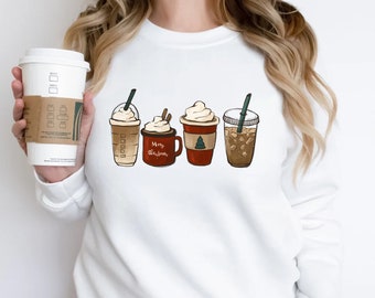 Christmas Coffee Sweatshirt, Cute Christmas Sweatshirt, Christmas Sweater, Christmas Sweatshirt for Women, Cozy Holiday Sweatshirt