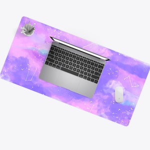 Pink Pastel Desk Mat with Laptop