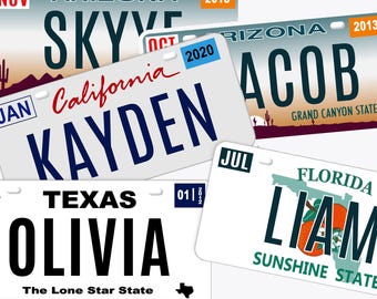 Custom State License Plates | Personalized Front Car Tag | 3x6, 4x7, 6x12