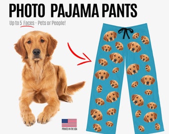 Custom Dog Pajama Bottoms, Christmas Gift, Custom Cat Pajama Bottoms, Personalized Pajamas, Custom Pet Photo Pajamas, Pets on Pajamas