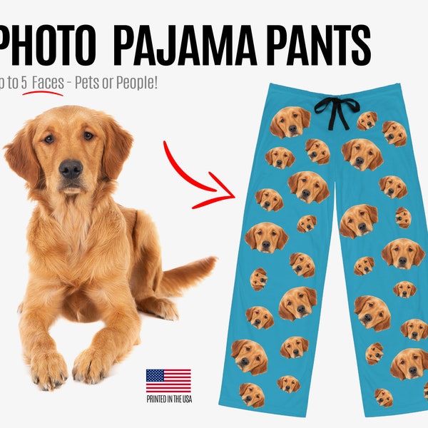 Custom Dog Pajama Bottoms, Christmas Gift, Custom Cat Pajama Bottoms, Personalized Pajamas, Custom Pet Photo Pajamas, Pets on Pajamas