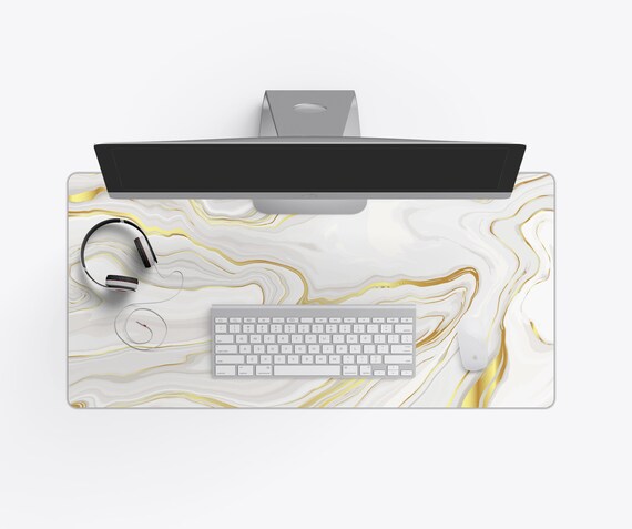 White and 2024 gold marble desk