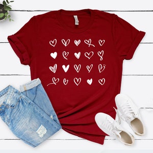 Camisa de coração, camisa fofa para meninas, camisa de dia dos namorados - Wallet&Heart