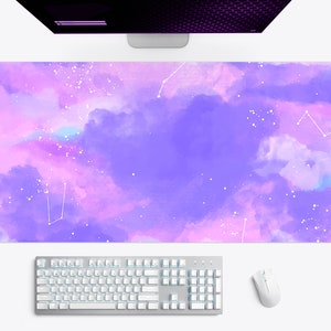 Pink Pastel Desk Mat, Kawaii Desk Pad, Cute Large Gaming Mousepad, Gamer Girl Desk Pad - Wallet&Heart