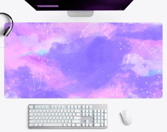 Tappetino da scrivania rosa, grande tappetino per mouse da gioco / tappetino da scrivania cosmico kawaii, regalo per ragazza gamer, decorazione spaziale rosa