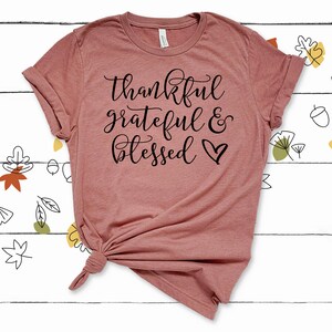 Thankful, Grateful, Blessed Shirt |Süßes Erntedank-Shirt für Frauen | Herbst-Shirt | Herbst-T-Shirt | Geldbörse&Herz