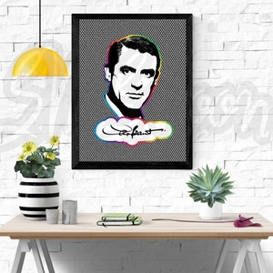 Cary Grant grootschalige retro pop-art aquarelprint - Instant Download muurkunst