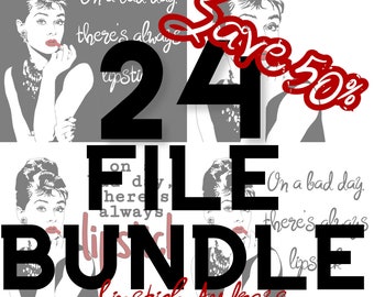 Printable Audrey Hepburn Lipstick Inspirational Quote Digital Download — 3 Designs -- 24 File Bundle (pdf, jpeg/jpg, png, svg, webp, pxd)