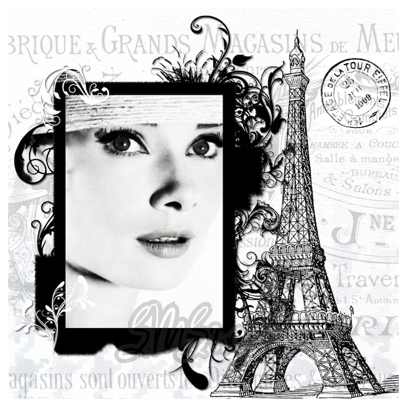 Printable Audrey Hepburn Paris France Digital Download 6 - Etsy