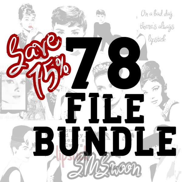Printable Audrey Hepburn Digital Download — 12+ Designs -- 78 File Bundle (pdf, jpeg/jpg, png, svg, webp, pxd)