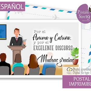 JW Digital and printable postcard for speakers: "thanks" | encouragement postcard in Spanish