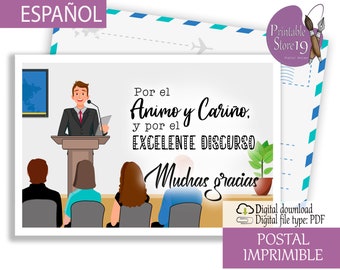 JW Digital and printable postcard for speakers: "thanks" | encouragement postcard in Spanish