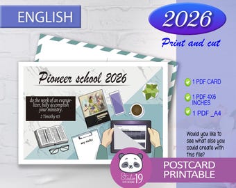 Cartolina JW per il design della scuola pionieristica dell'anno 2026 in inglese