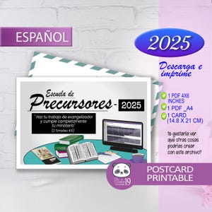 Cartão e cartão postal das TJ para escola pioneira em espanhol 2025. escola pioneira 2025