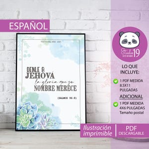JW digital illustration for printing in spanish. yeartext 2025 . wallart printable 2025. Psalm 96:8 . model 3 in spanish