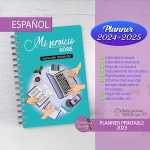 JW Planner 2025 EN ESPAÑOL / agenda completa / calendario 2025 / agenda imprimible / informe de predicación 2025 / nuevo año de servicio jw