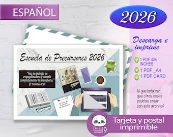 Cartolina stampabile Precursor School 2026 – Design spirituale in spagnolo
