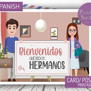 Cartão e cartão postal JW para impressão em espanhol "bem-vindo". inclui um cartão postal interativo