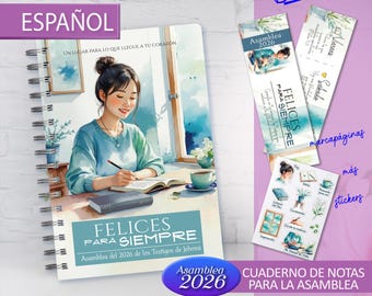 JW Convention 2026 Notebook Spanish | Happy Forever Assembly Notes Journal | Printable Convention Workbook PDF