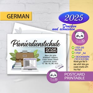 JW pioneer school in german | postcard and bookmark for pioneers 2025 | model 8