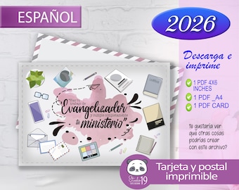 JW card and postcard in SPANISH for pioneer school 2026/ jw gifts for pioneers 2026| Pioneer School 2026 Printable Card
