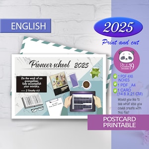 Cartão postal JW para o design de escola pioneira do ano de 2025 em inglês