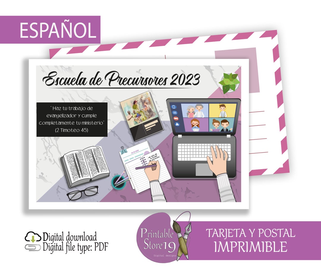 Postal en español para la escuela de precursores 2022. Jw printable