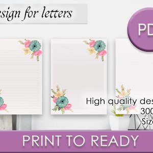 JW letter writing design &quot;floral&quot;. Printable
